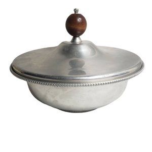 B.W. Buenilum Aluminum Vintage Metal Wear Serving Dish Wood Handle